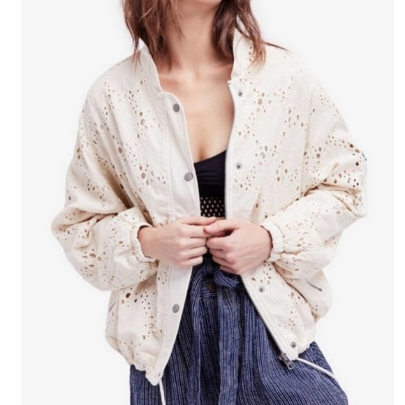 FP Daisy Jane Cotton Embroidered Bomber Jacket cottagecore grannycore boho - Picture 13 of 13